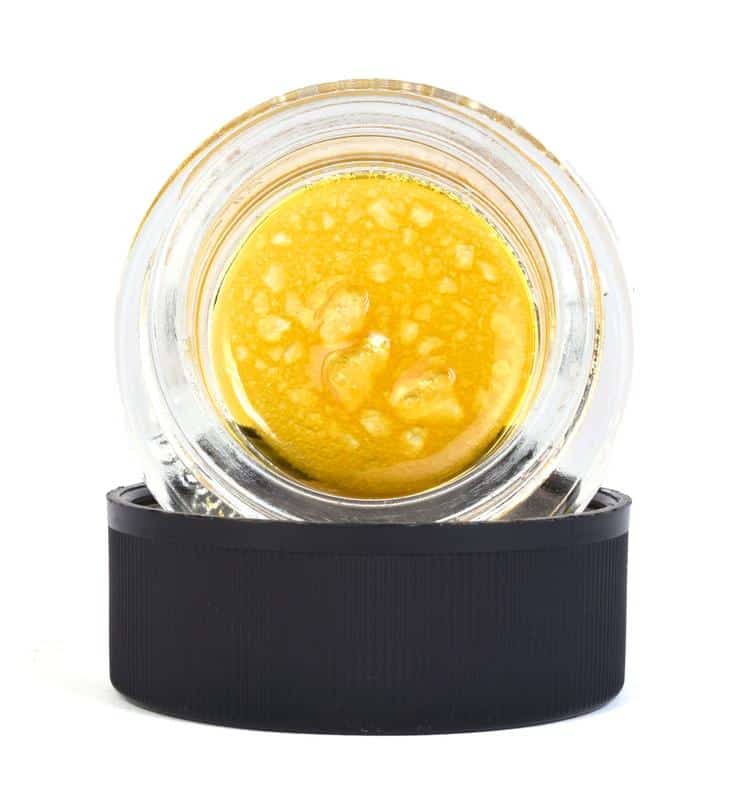 Cannabis concentrate in glass jar at Spliff Nation Dispensary.