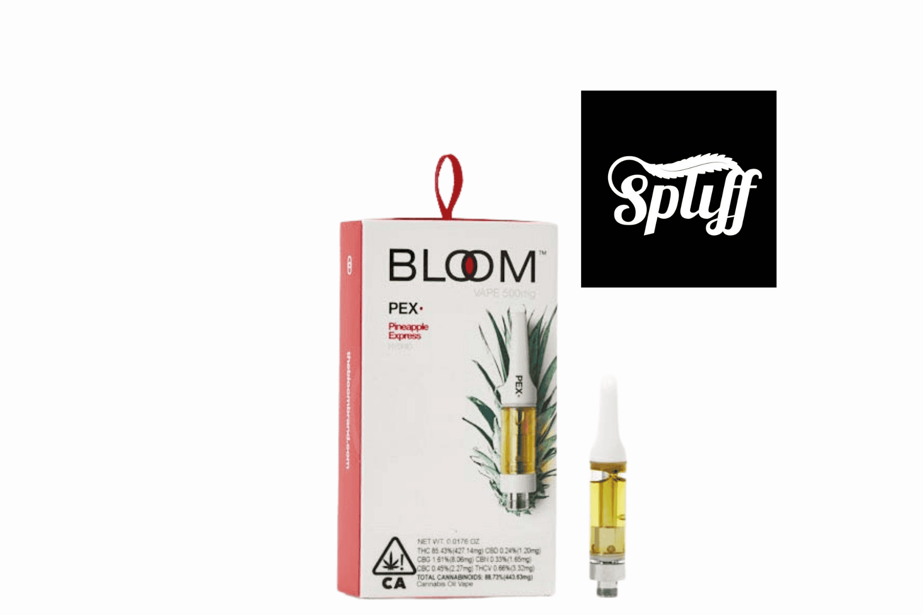 Bloom PEX Pineapple Express vape cartridge for cannabis concentrates.