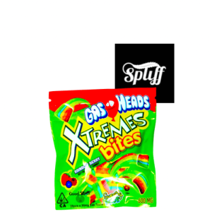 Gas Heads Xtreme Bites with 600mg THC, colorful gummy candies.