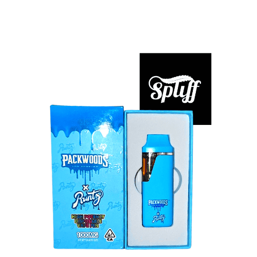 Disposable vape with Packwoods and Runtz branding, 1000mg THC potency.