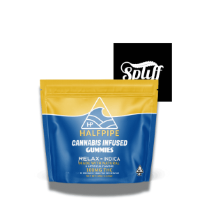 Cannabis infused gummies Relax Indica, 100mg THC, for relaxation and stress relief.