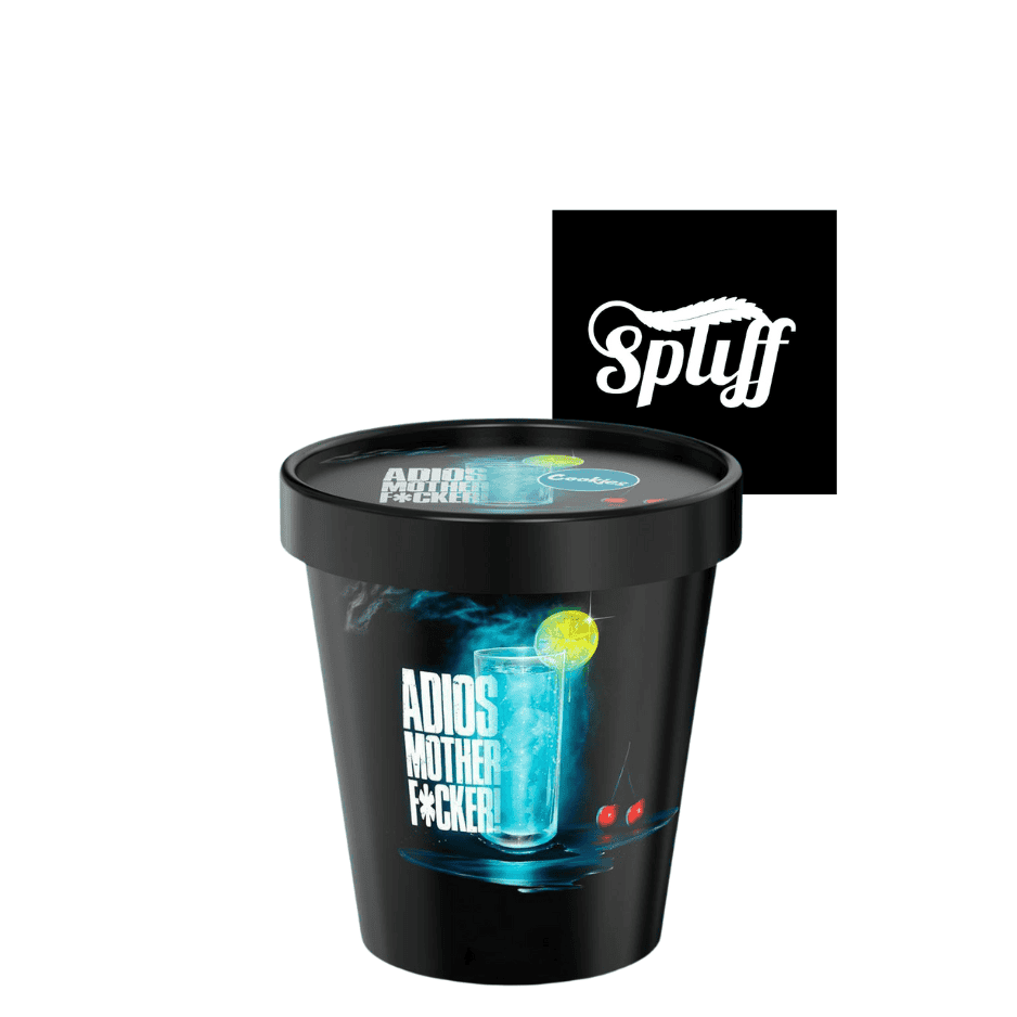 Adios Mother F*cker cannabis flower in a 3.5g container at Spliff Nation Dispensary.