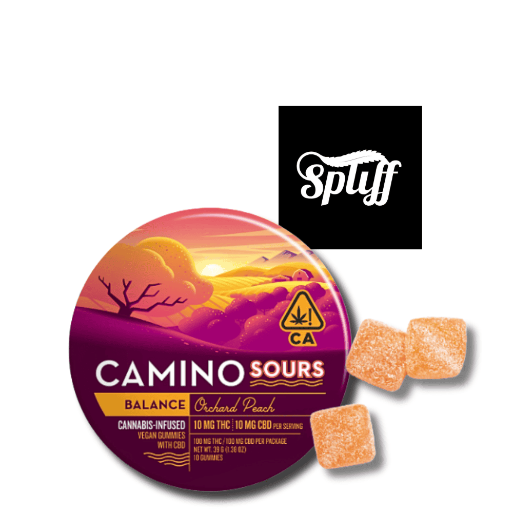 Camino Sours cannabis-infused gummies with Orchard Peach flavor at Dispensary.