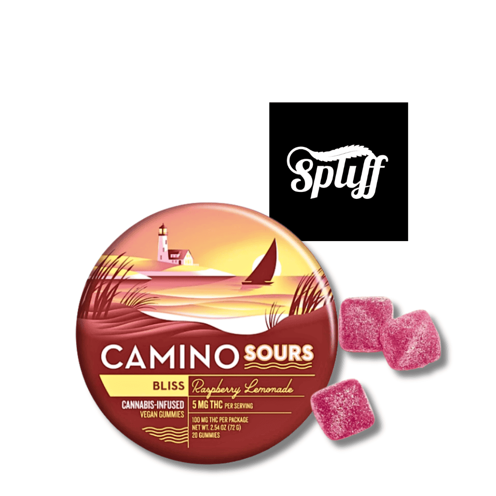 Camino Sours Raspberry Lemonade cannabis-infused gummies at Spliff Nation Dispensary.