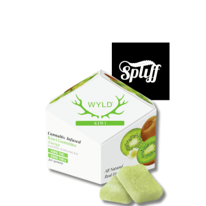 WYLD Kiwi Sativa Gummies for enhanced cannabis experience at dispensary.