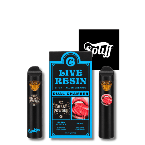 Cookies Baby Powder x Pilon 2g dual-chamber disposable vape in your selected city